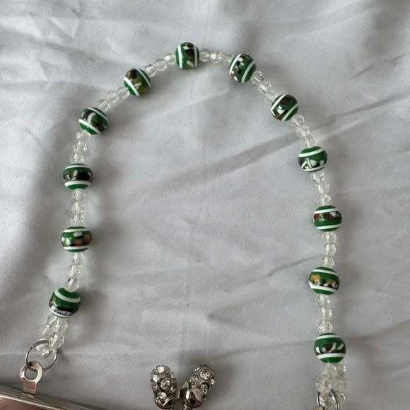 Vintage Beaded Floral Satin Purse – Mint Green Sequin Clutch Embellished - Picture 5 of 10